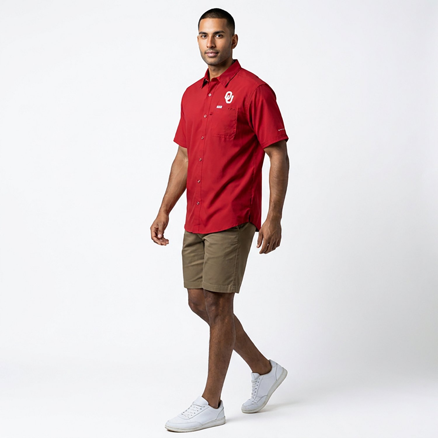 Columbia Sportswear Men's University of Oklahoma Slack Tide Flag Camp Button Down Shirt  - view number 8
