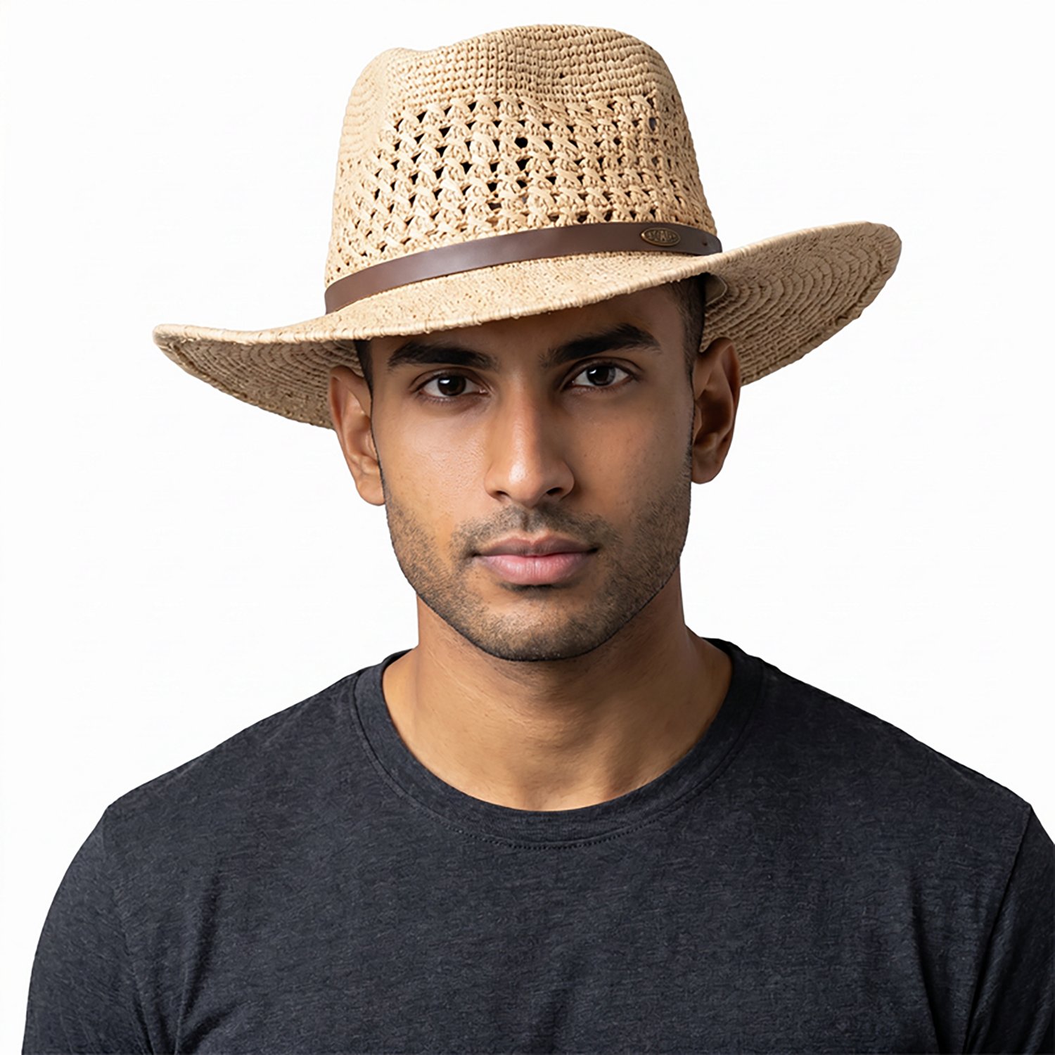 Scala Pronto Men's Crocheted Raffia Outback Hat