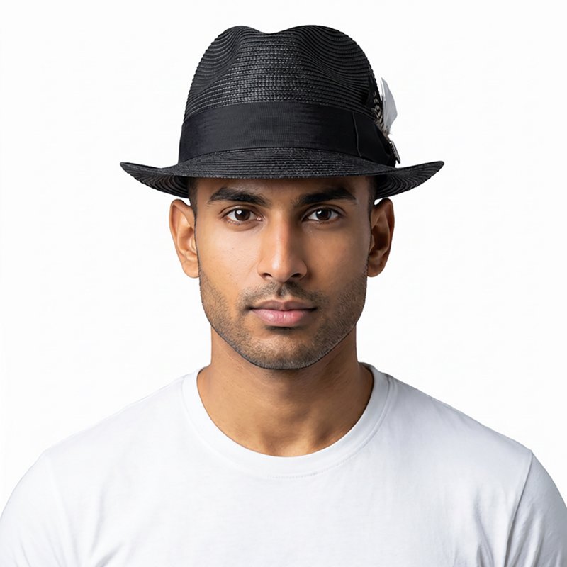 Stacy Adams Men's Polybriad Pinch Front Hat - Black