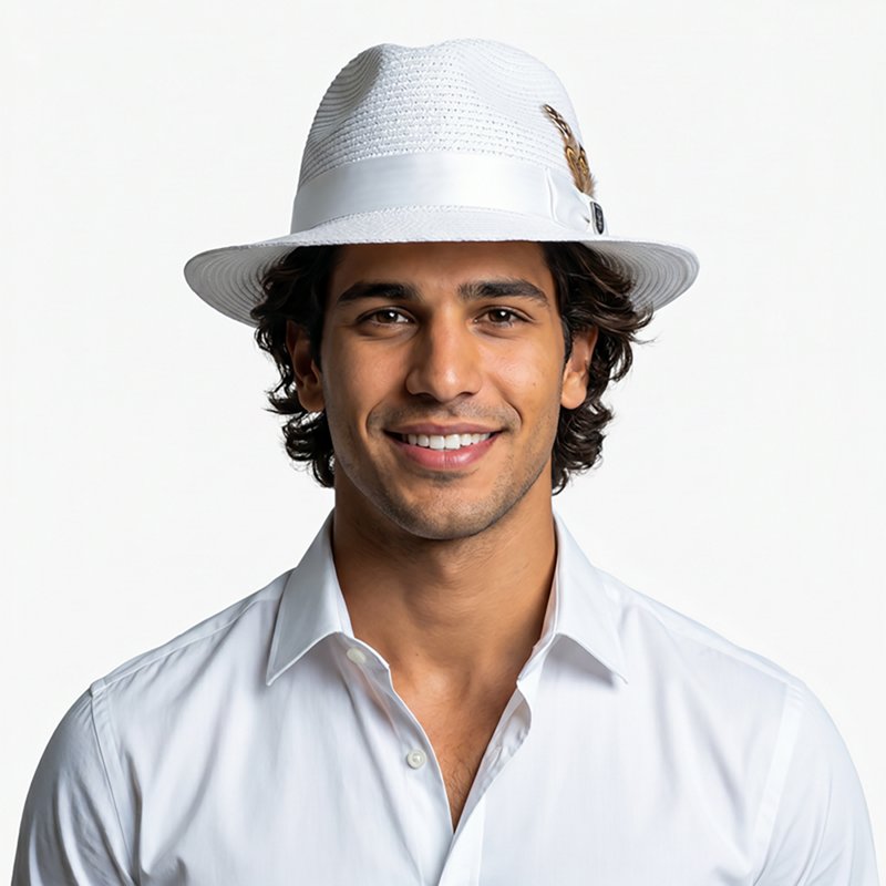 Stacy Adams Men's Solid Vent Paper Milan Fedora Hat - White