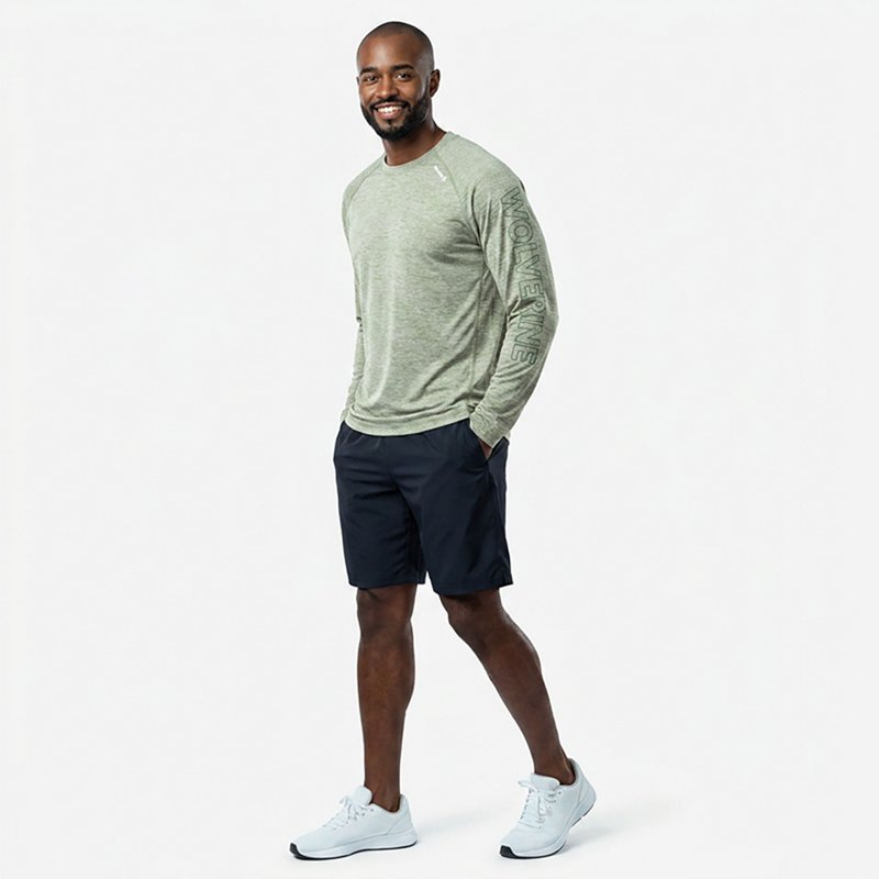 WOLVERINE Built UPF Sun-Stop LS Tee, Color: Lt Olive Hthr, Size: L (W1213930-330-L)