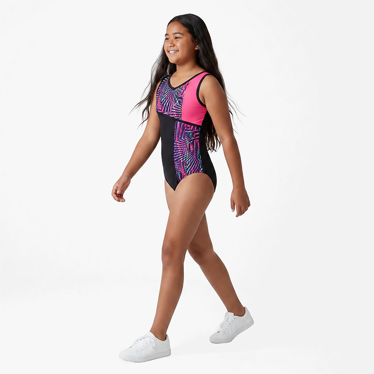 Rainbeau Moves Girls' Offset Block Leotard - view number 3