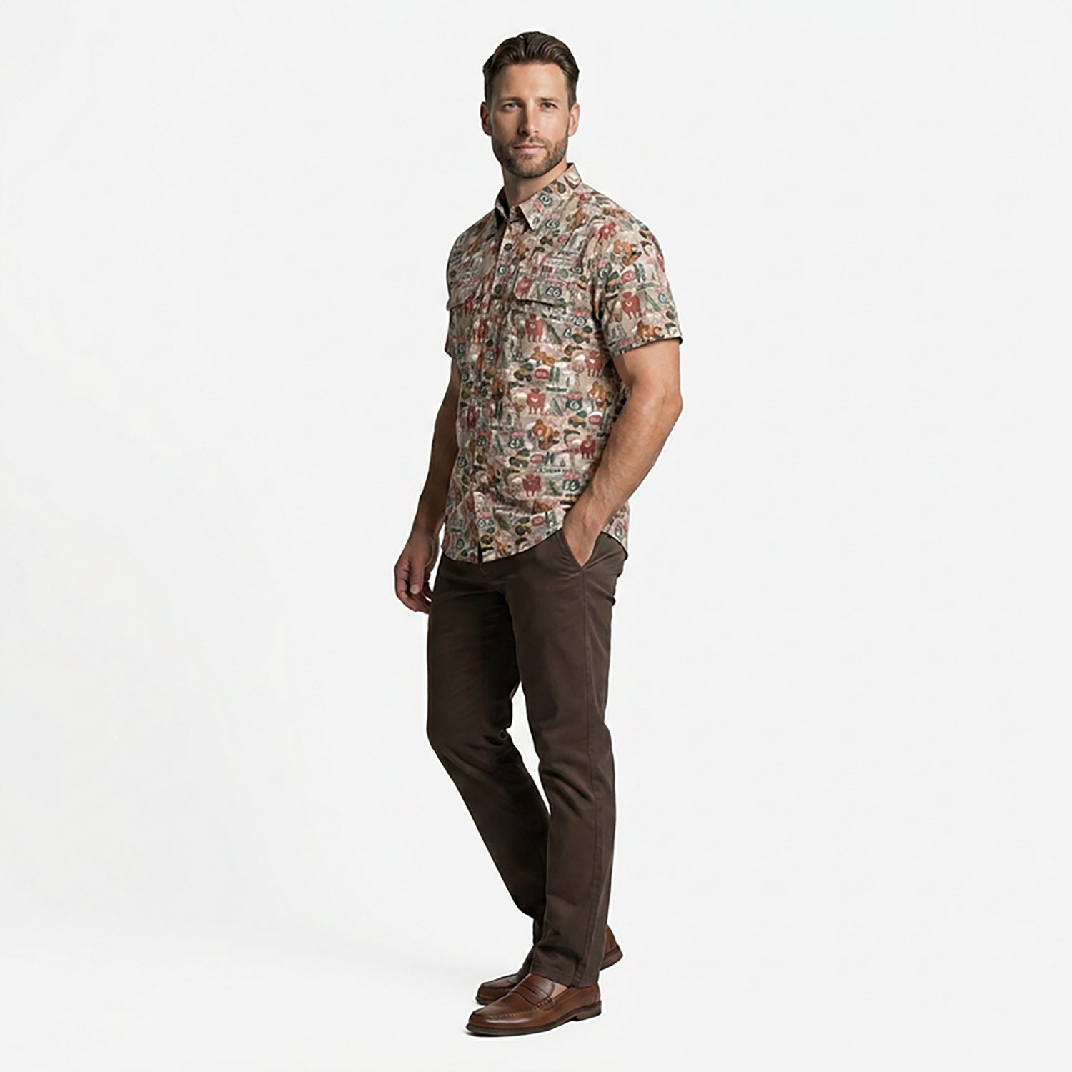 Magellan Outdoors Men's Oklahoma Local State Print Shirt - view number 3
