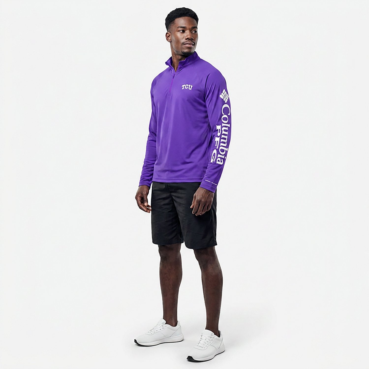 Columbia Sportswear Men's Texas Christian University Terminal Tackle 1/4 Zip Sweatshirt