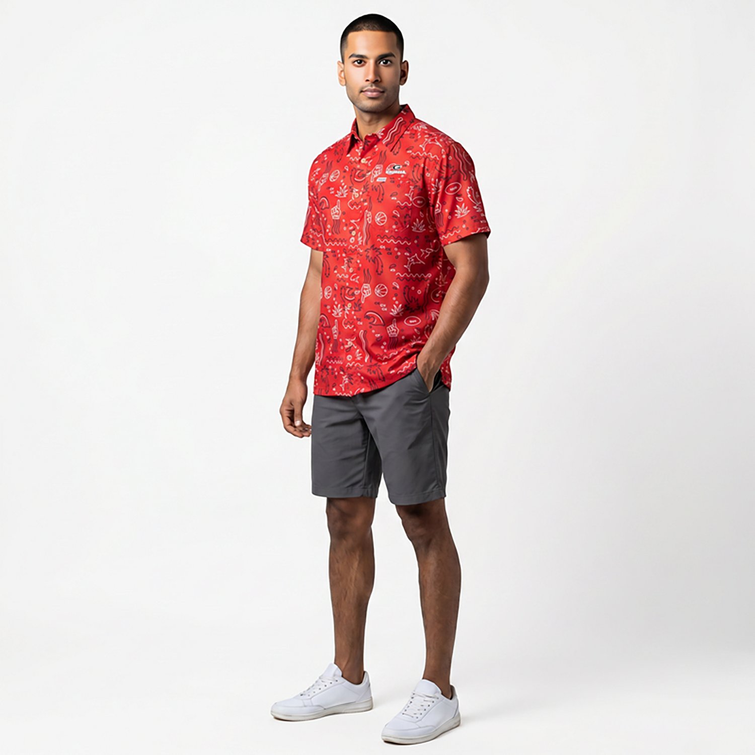 Columbia Sportswear Men's University of Georgia Super Slack Tide Fish Fan Button Down Shirt                                      - view number 8