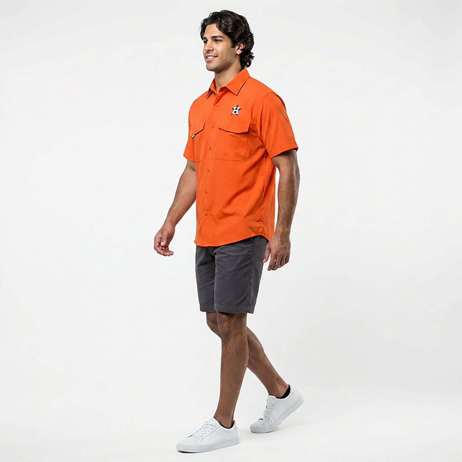 Antigua Men's Houston Astros Pinch Hitter Woven Fishing Button-Down Shirt