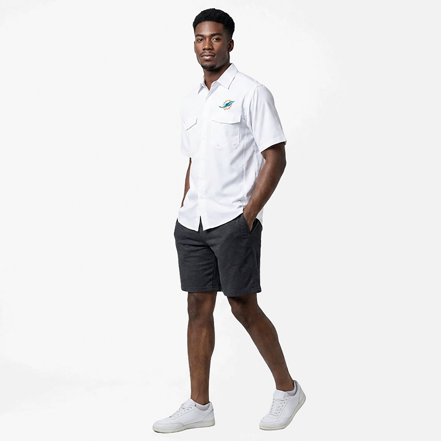 Antigua Men's Miami Dolphins Game Day Woven Shirt                                                                                - view number 2