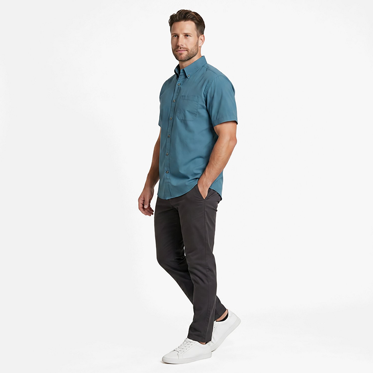 Magellan Outdoors Men's Summerville Solid Short Sleeve Shirt