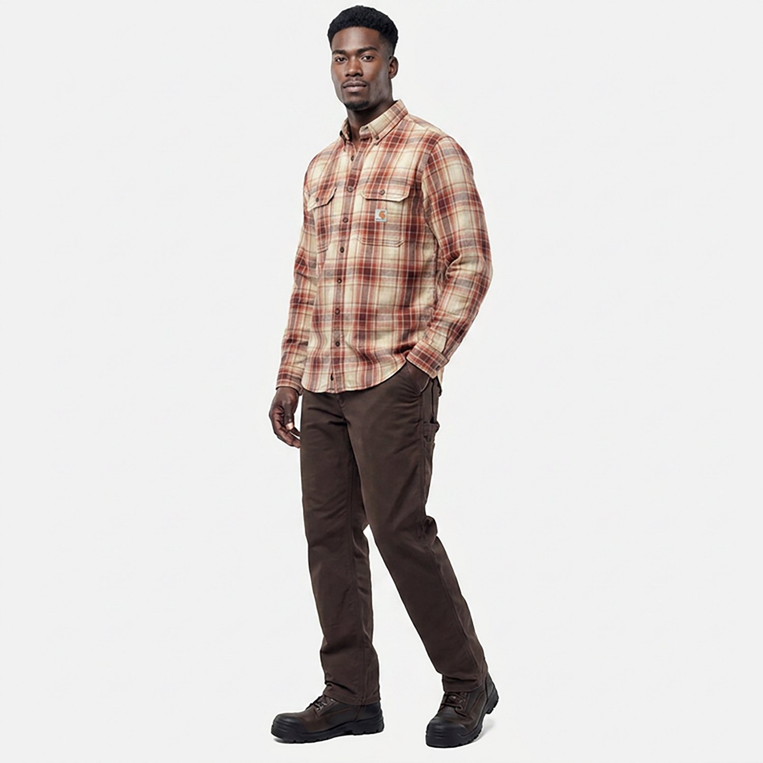Carhartt Men's Flame-Resistant Force Rugged Flex Loose Fit Midweight Twill Plaid Shirt - view number 3