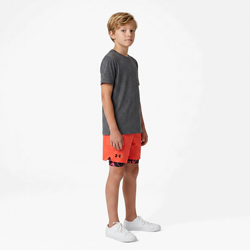 Under Armour Boys' Woven 2-In-1 Shorts, Medium, Venom Red/Black