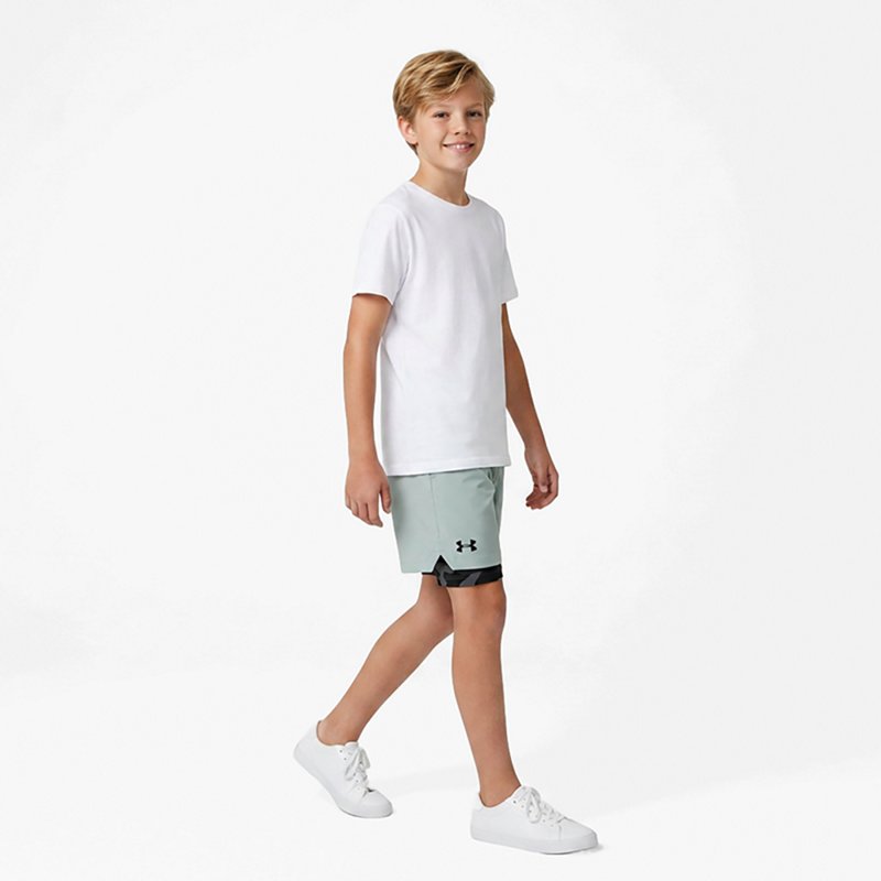 Under Armour Boys' Woven 2-In-1 Shorts, Medium, Enamel Blue/Black