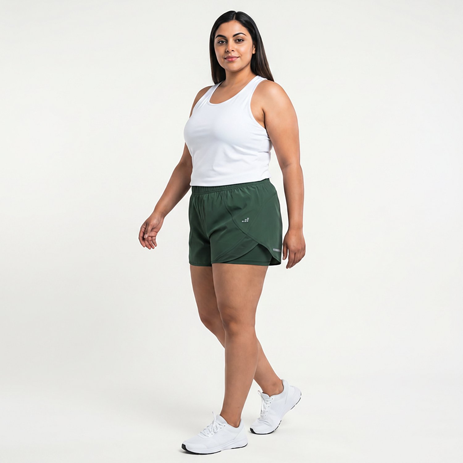 BCG Women's Plus Run Mesh Pieced Shorts 3 in