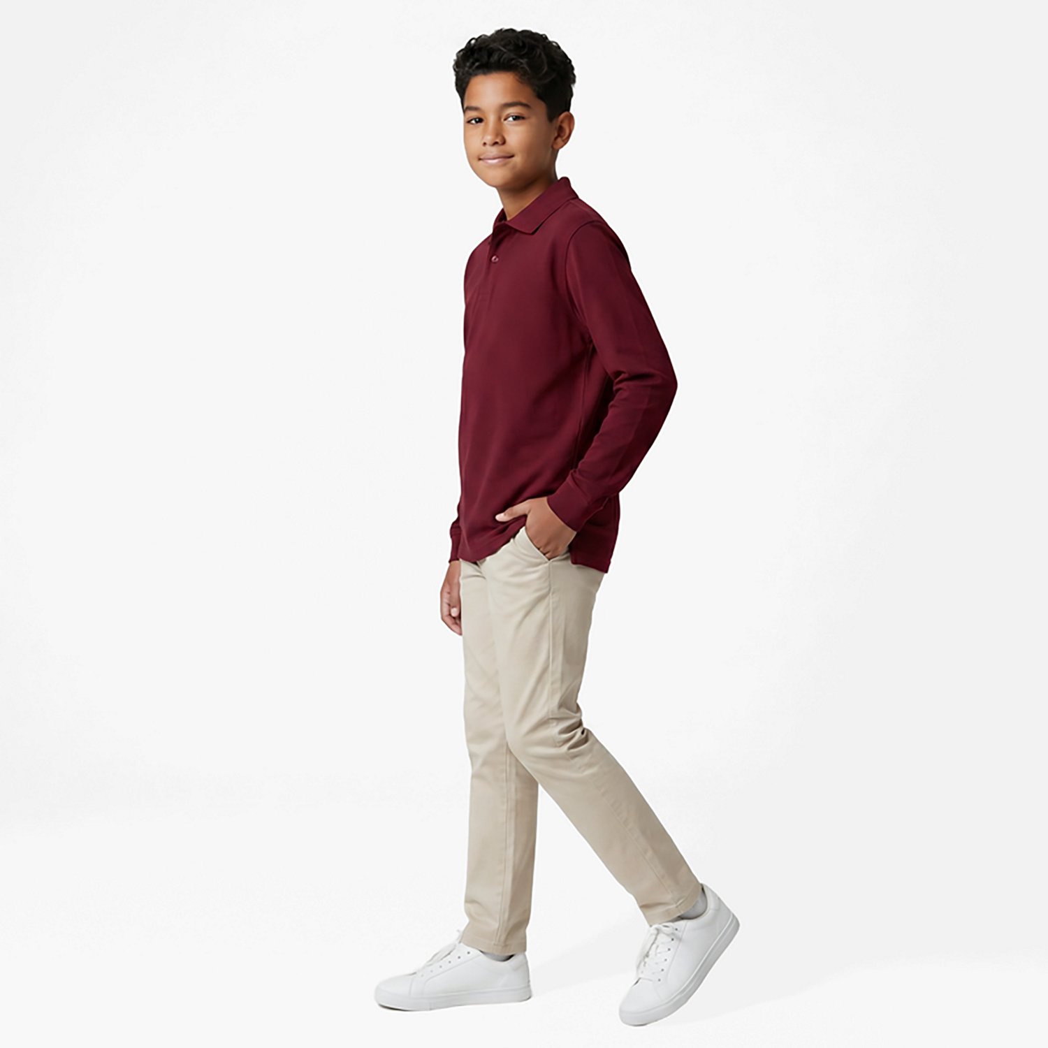 Nautica Boys' 4-7 Double Pique Long Sleeve Polo Shirt - view number 3