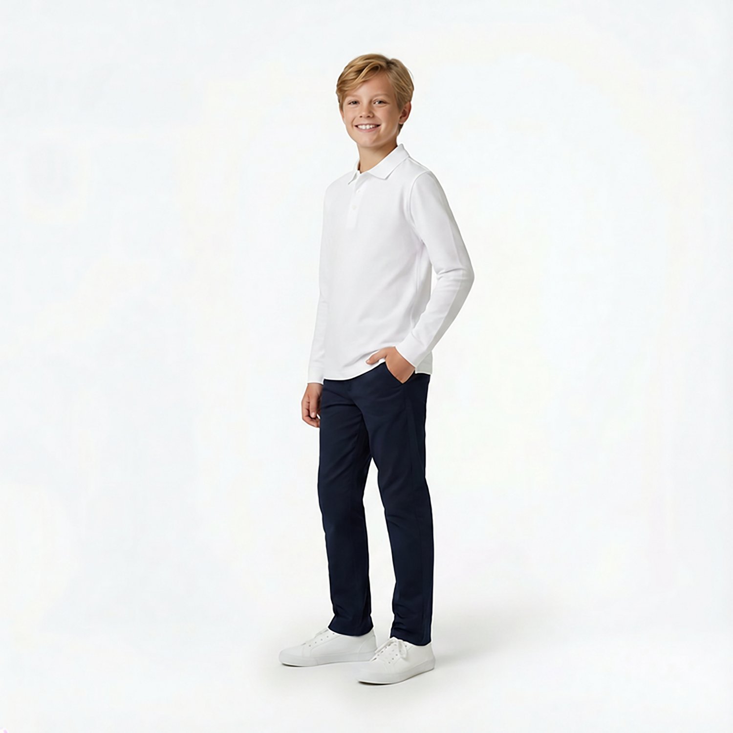 Nautica Boys' 8-20 Double Pique Long Sleeve Polo Shirt - view number 3
