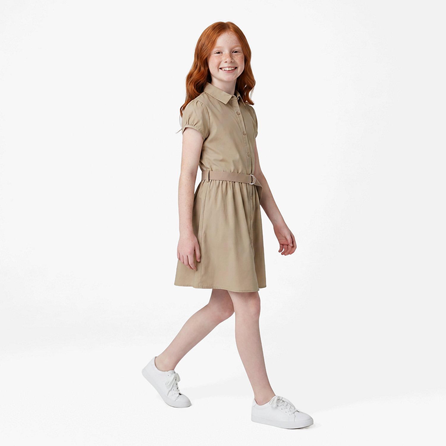 Nautica Girls' Plus Belted Shirt Dress