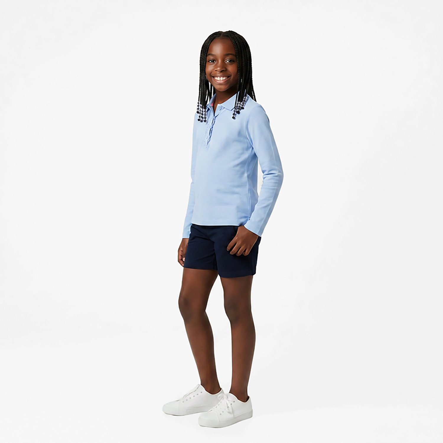 Nautica Girls' 7-16 Plus Interlock Long Sleeve Polo - view number 3