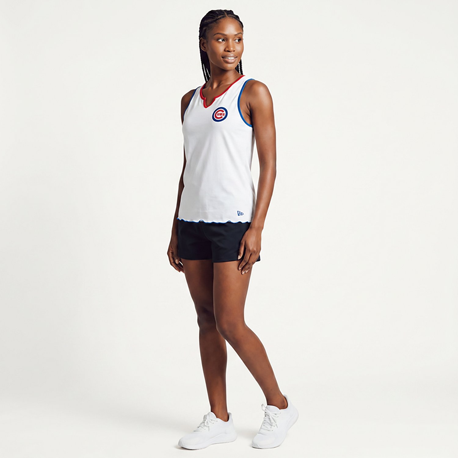 New Era Women's Chicago Cubs V-Notch Lettuce Hem Tank Top - view number 2