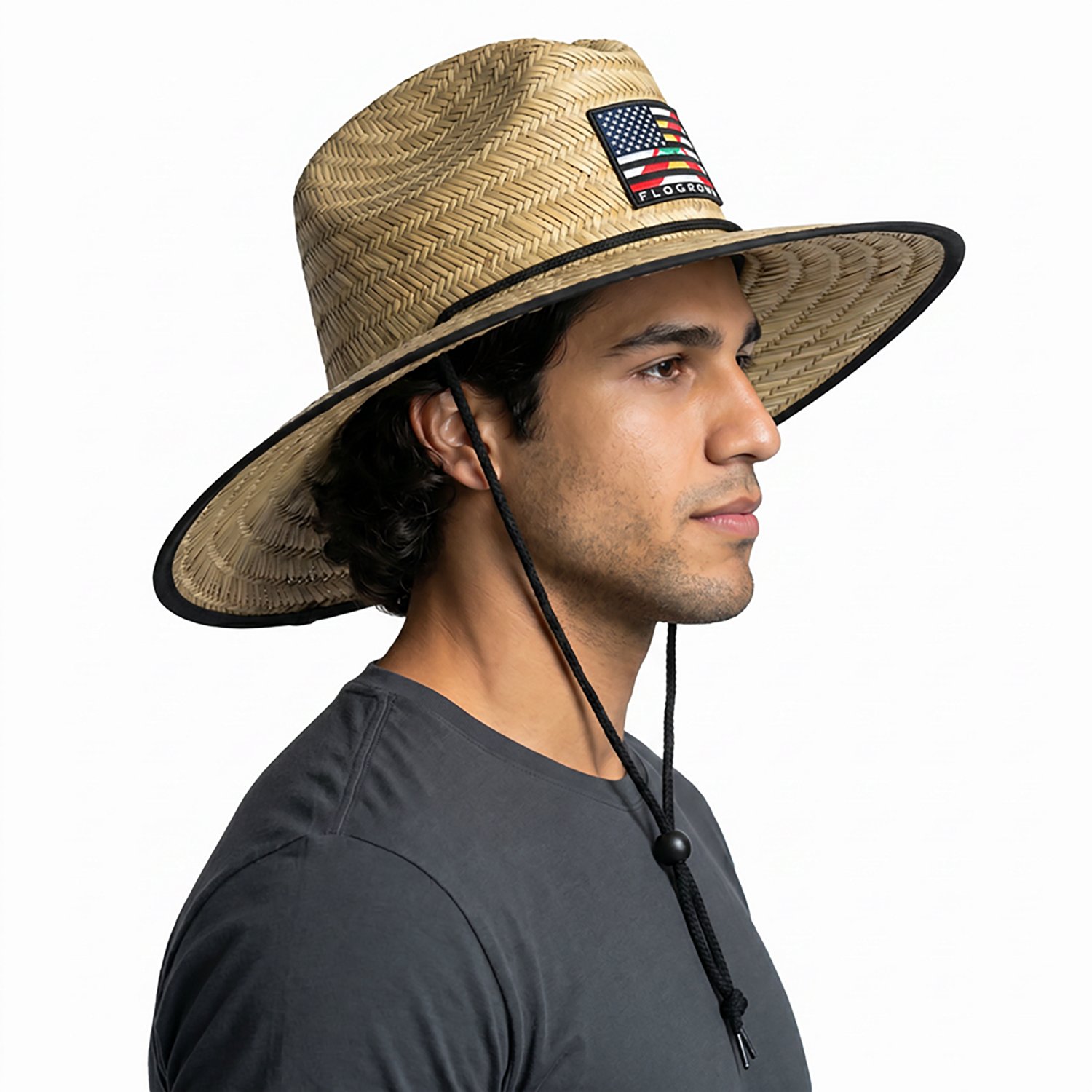 FLOGROWN Men's Flag Mashup Straw Hat                                                                                             - view number 2