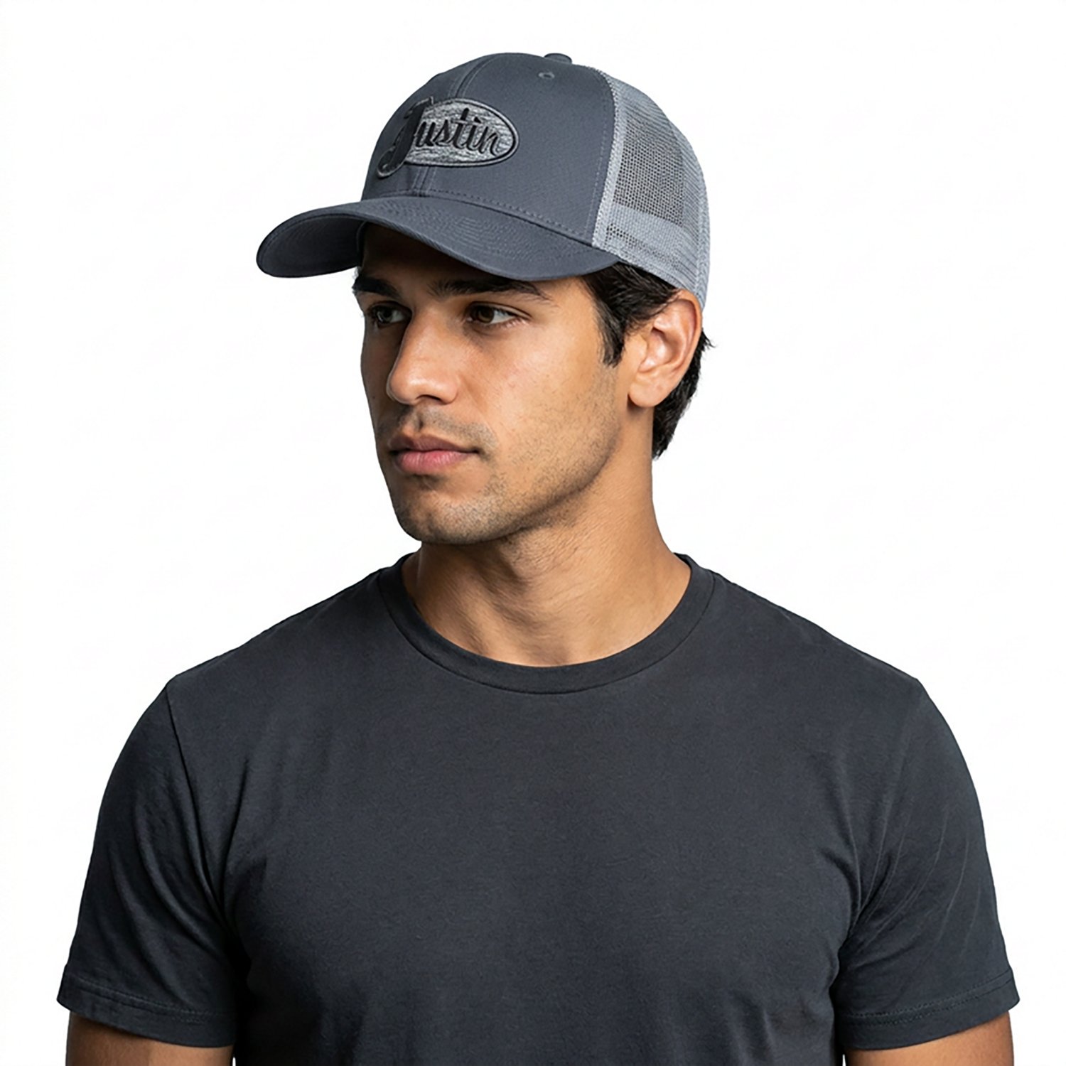 Justin Adult Black Logo Cap