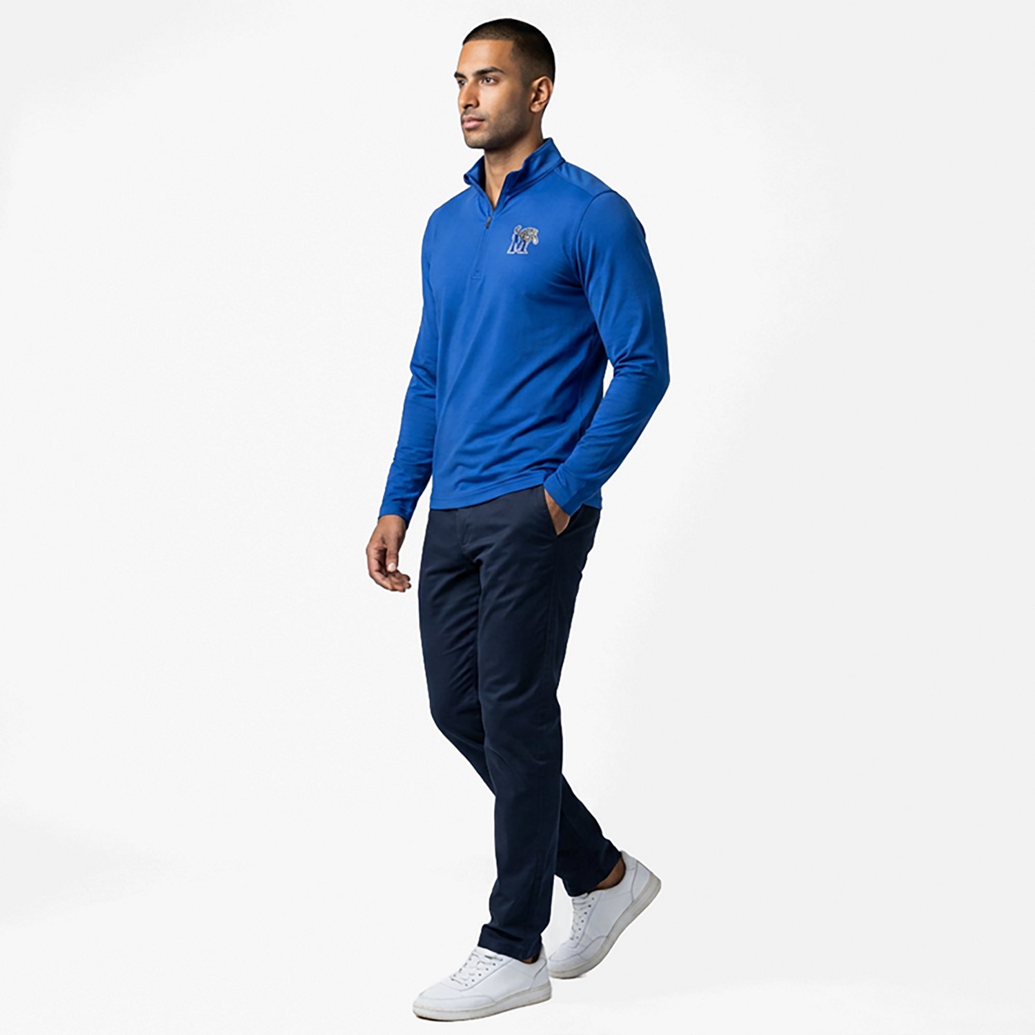 Antigua Men's Memphis Tigers Tribute Quarter Zip Pullover - view number 2