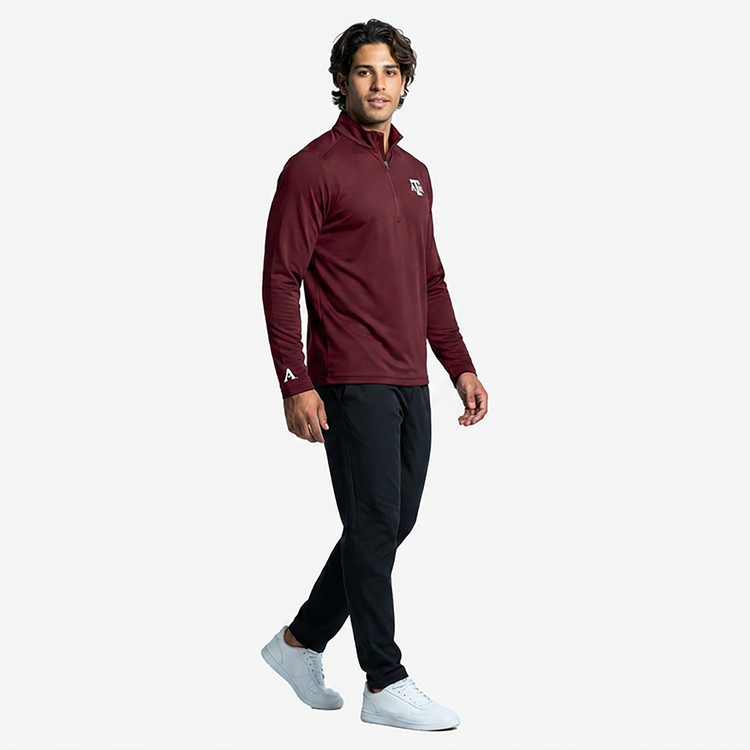 Antigua Men's Texas A&M Tribute 1/4 Zip Lightweight Long Sleeve Pullover - view number 2