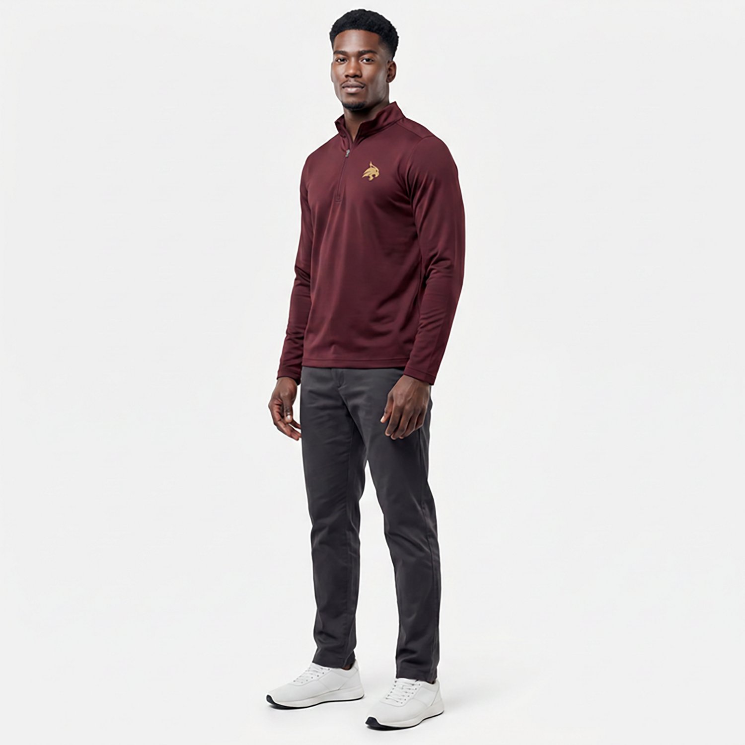 Antigua Men's Texas State Bobcats Tribute Quarter Zip Pullover - view number 2