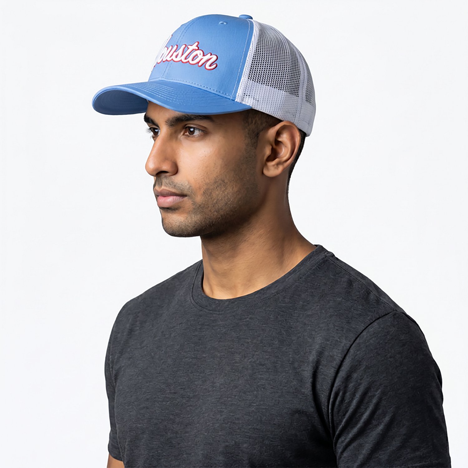 47 Adults' Houston H Town Blue Script with Side Star Trucker Cap