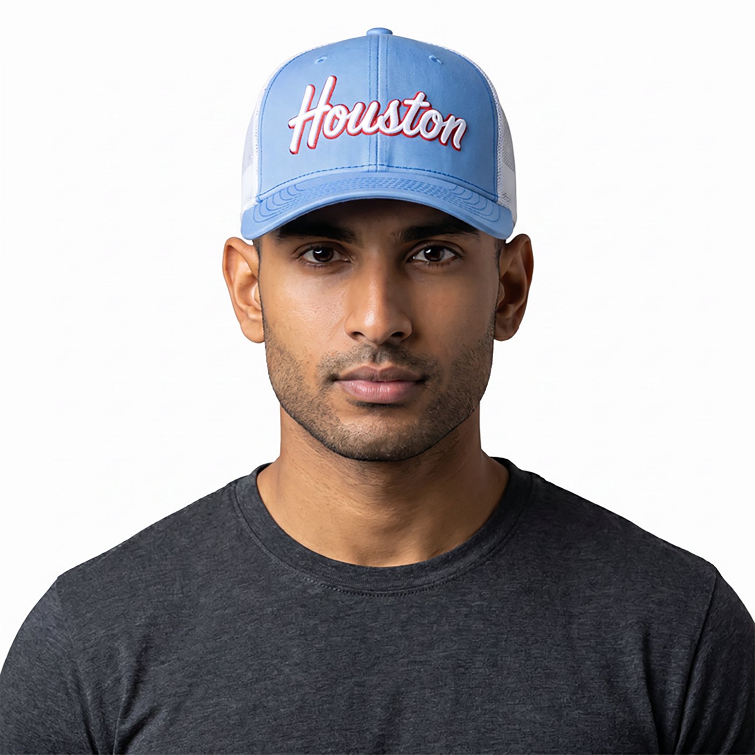 47 Adults' Houston H Town Blue Script with Side Star Trucker Cap