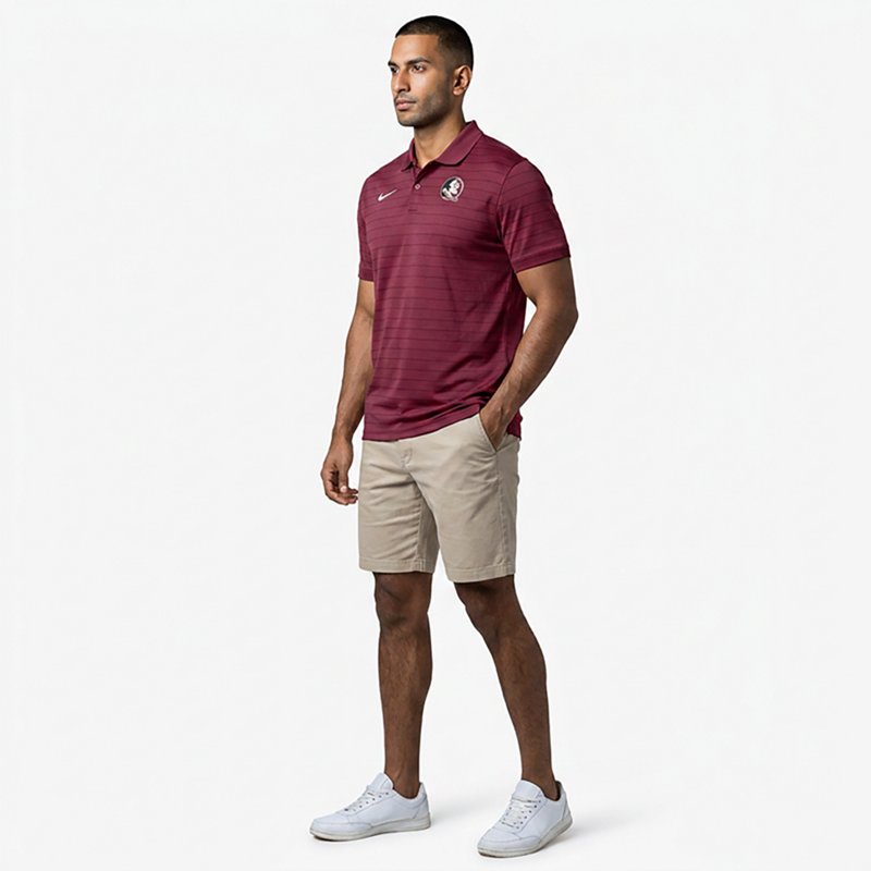 Nike Men's Garnet Florida State Seminoles 2025 Early Season Coaches Sideline Victory Stripe Performance Polo Shirt - Garnet