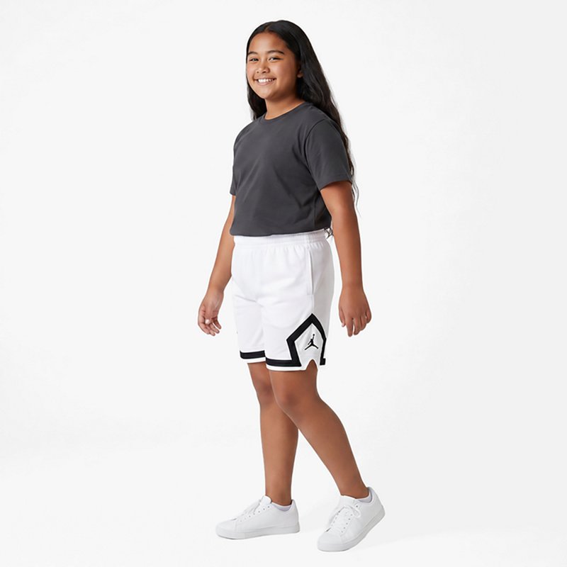 Jordan Girls' Dri-FIT Diamond Shorts, Medium, White/Black