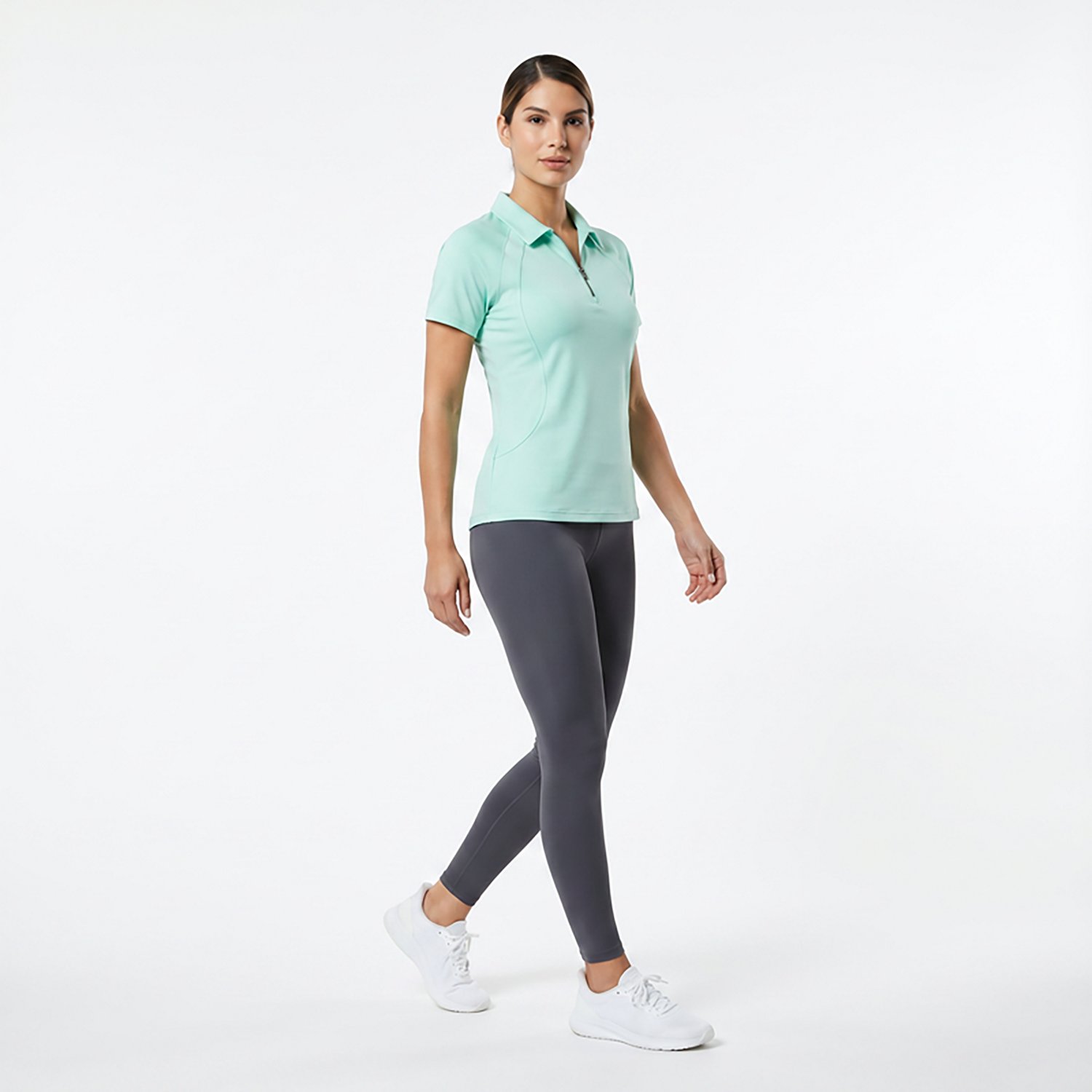 BCG Women's Tennis Piped Zip Polo Shirt - view number 3