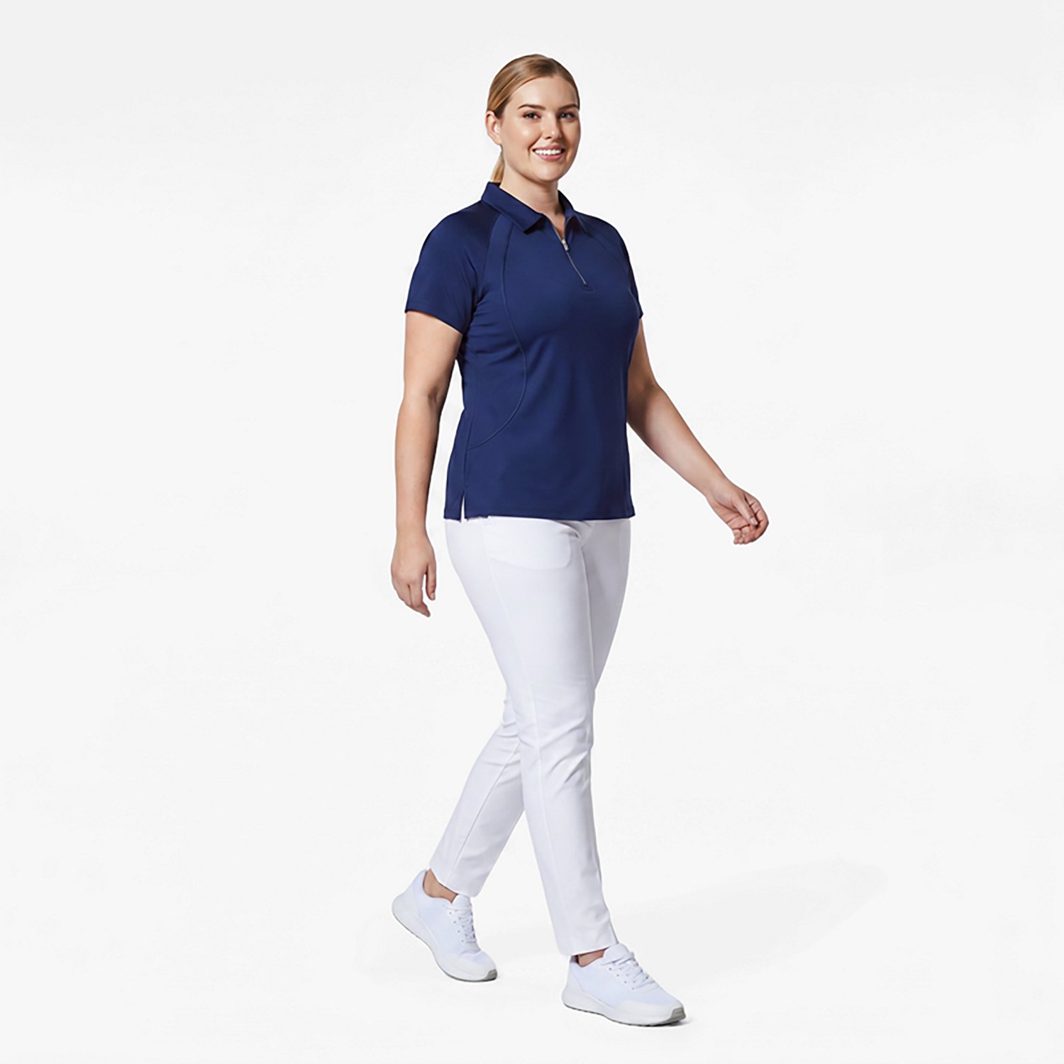 BCG Women's Tennis Piped Zip Polo Shirt - view number 3