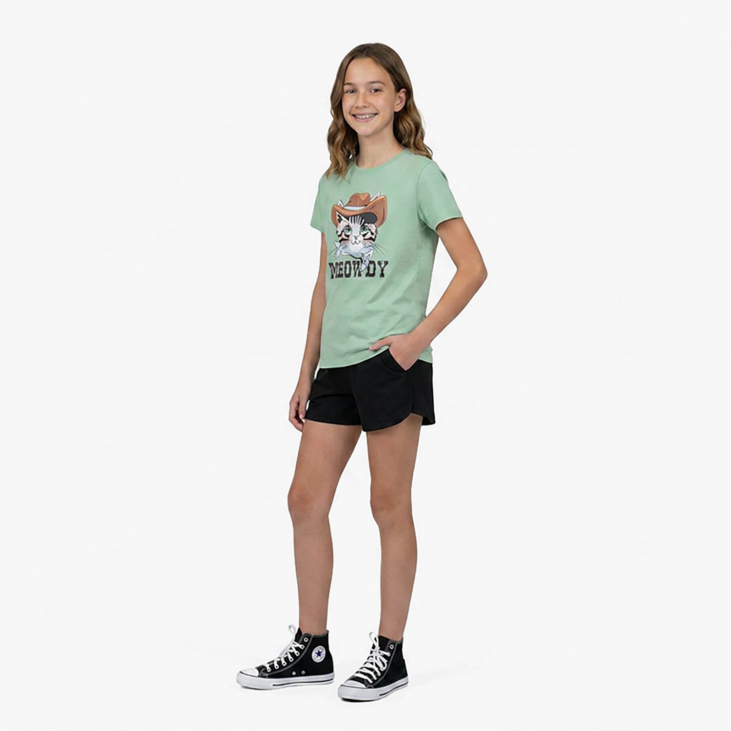 BCG Girls' Lifestyle Meowdy Cotton GFX Short Sleeve Graphic T-shirt - view number 3