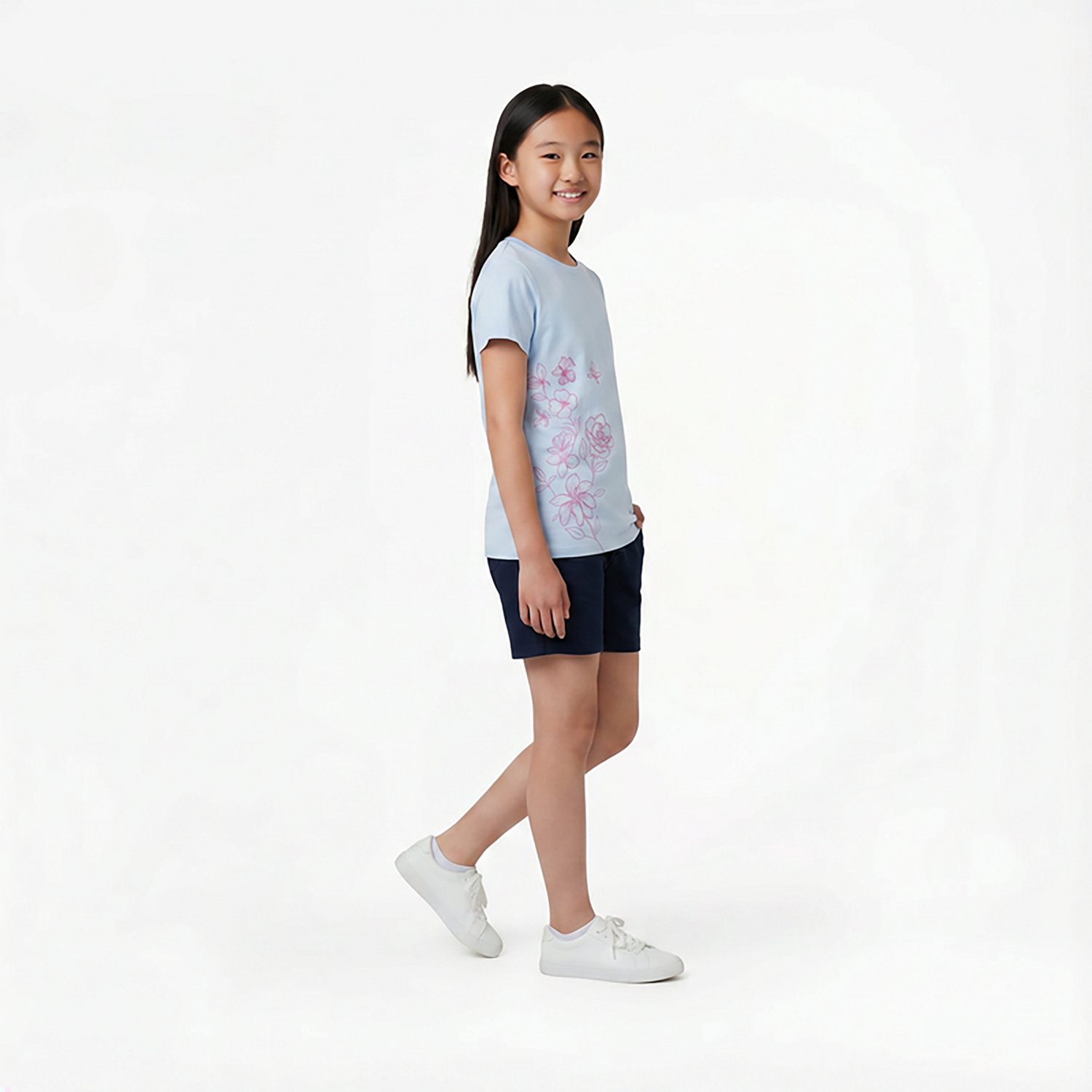 BCG Girls' Lifestyle Dainty Flowers Cotton GFX Short Sleeve Graphic T-shirt - view number 3