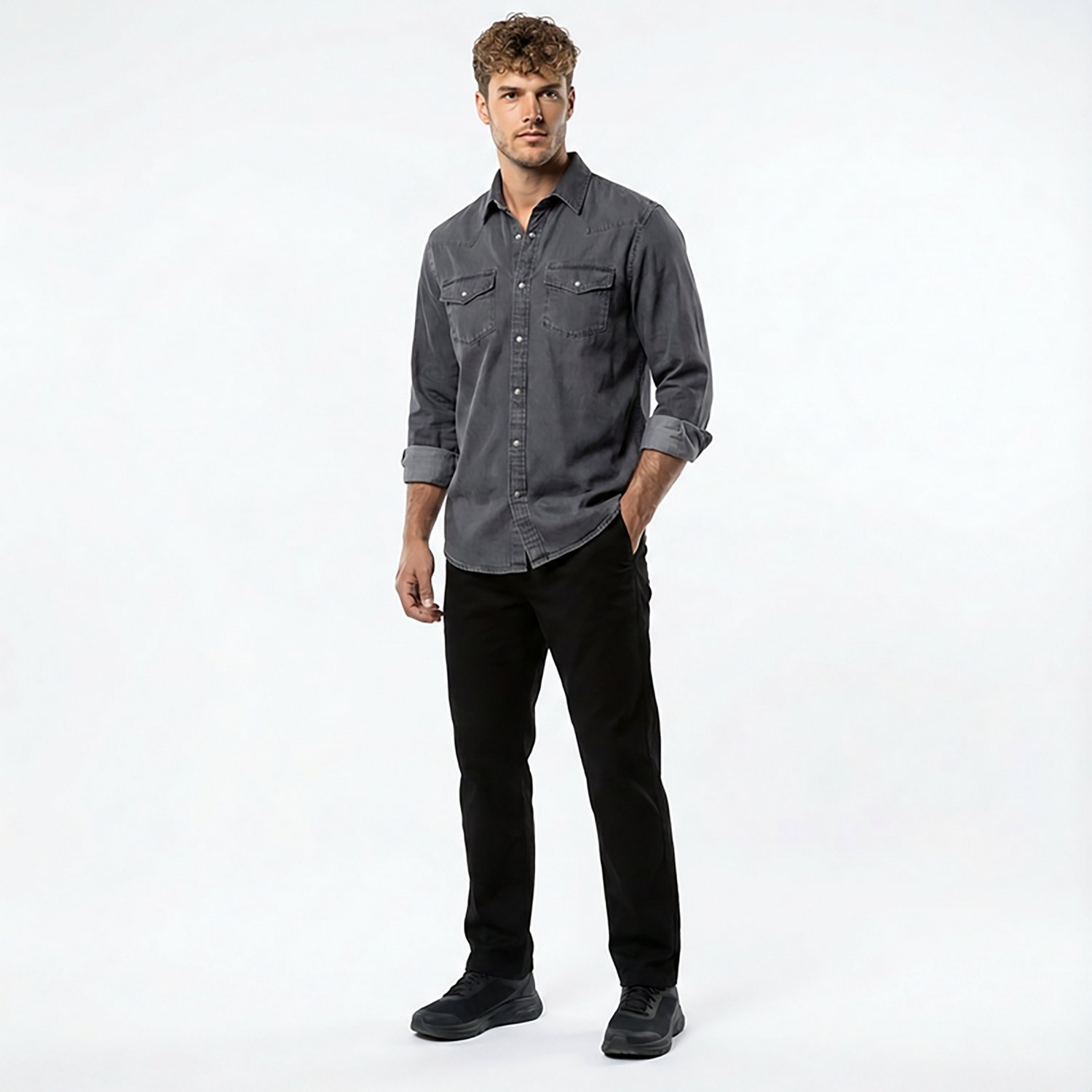 Brazos Men's Ranch Hand Denim Long Shirt Work