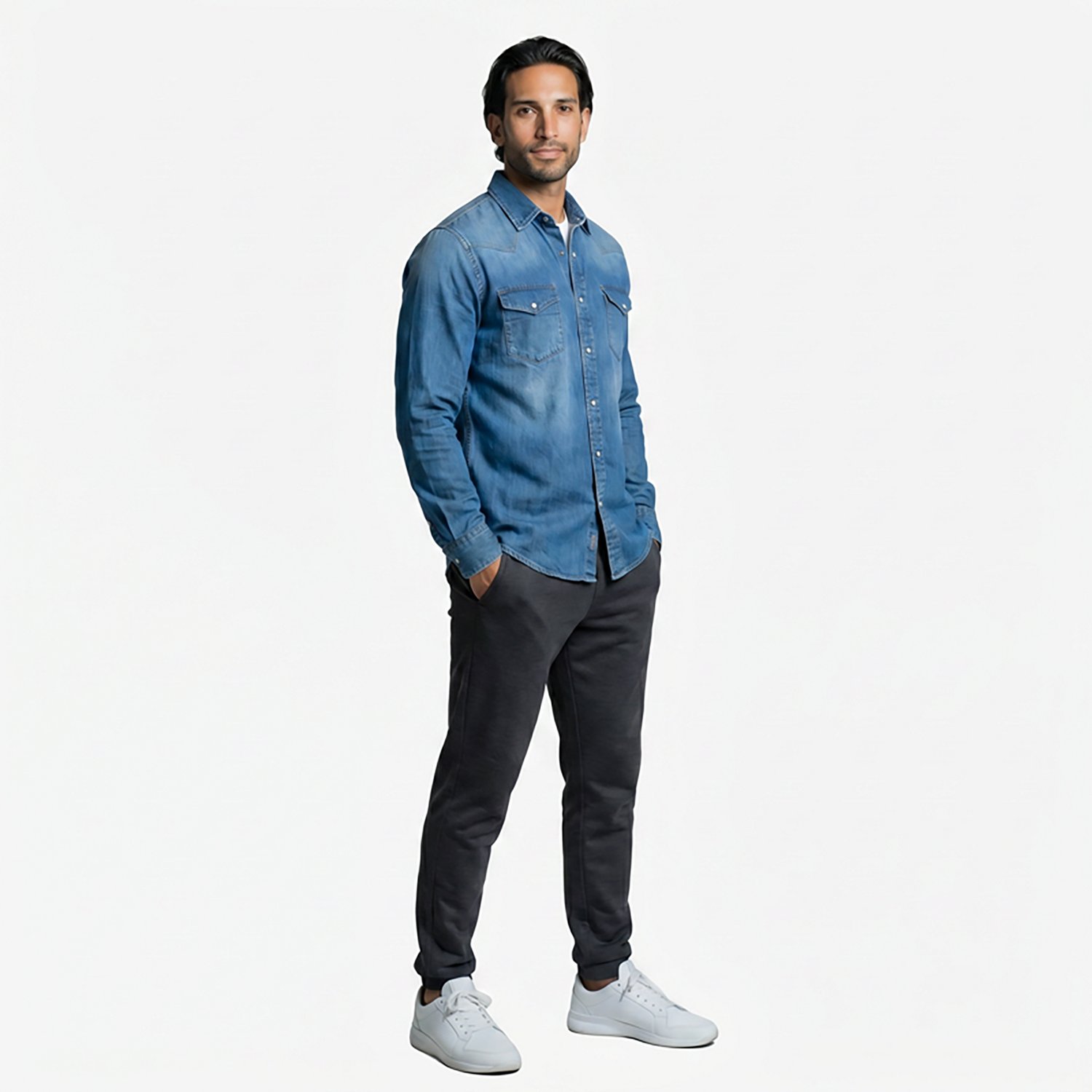 Magellan Outdoors Men's Pecos Ridge Denim Long Sleeve Shirt - view number 3
