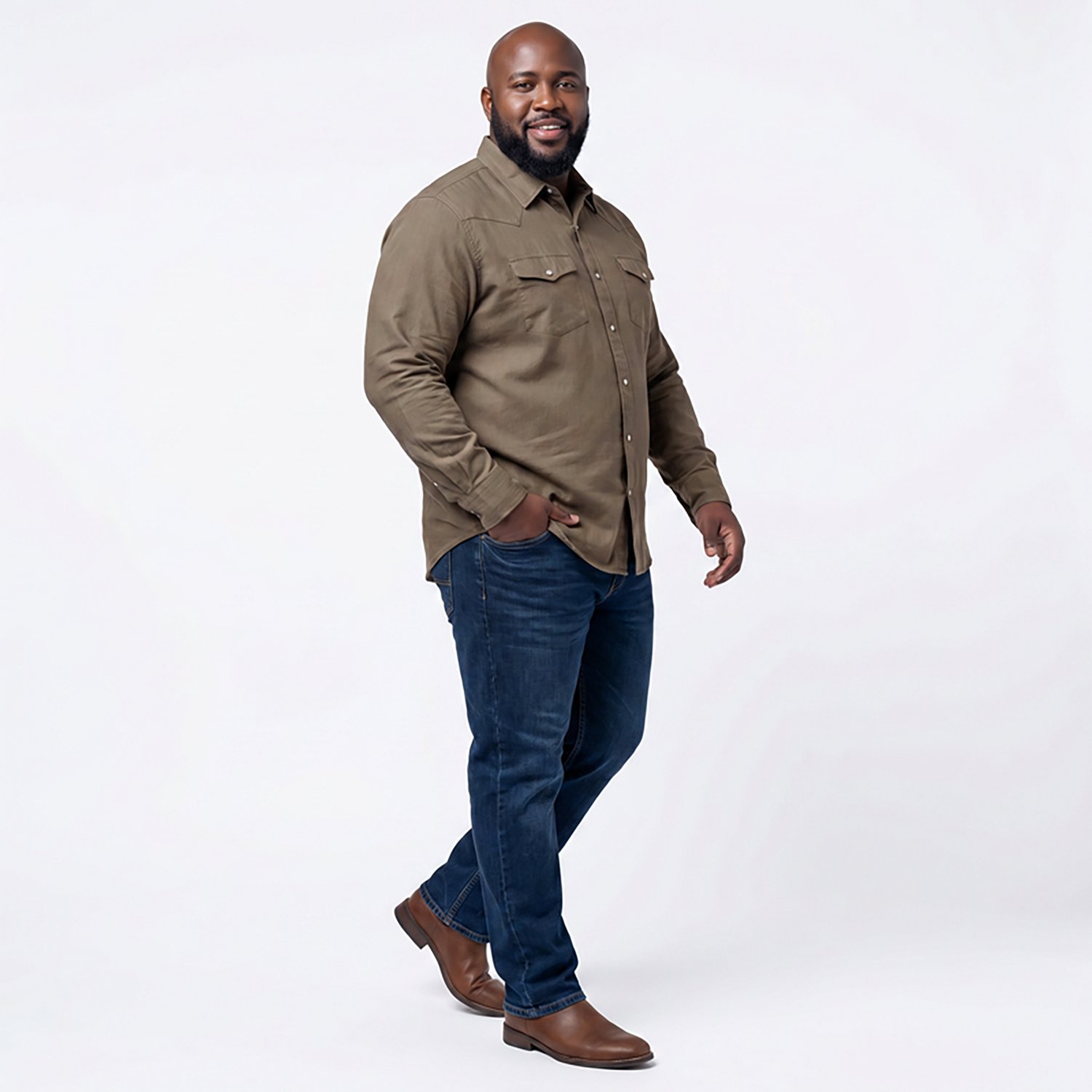 Magellan Outdoors Men's Pecos Ridge Denim Long Sleeve Shirt - view number 3