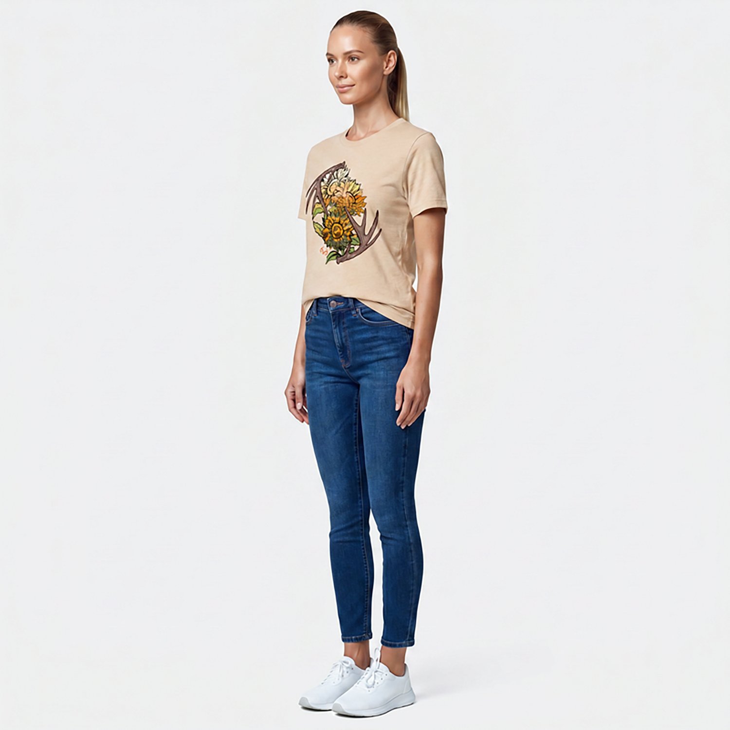 Realtree Women's Sunflower Antlers Short Sleeve T-shirt