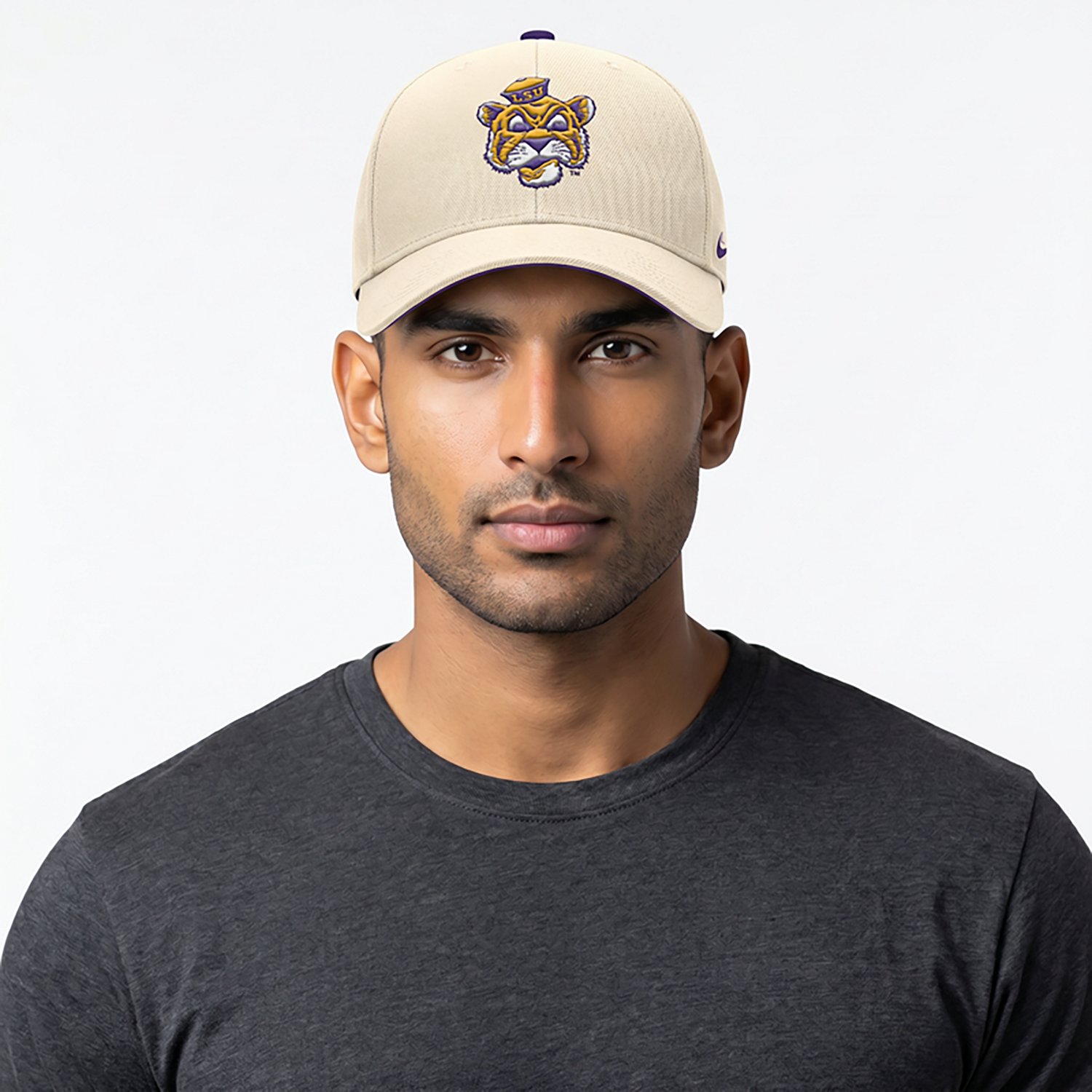 Nike Men's LSU Dri-FIT Rise Legacy Vault Logo Structured Adjustable Cap