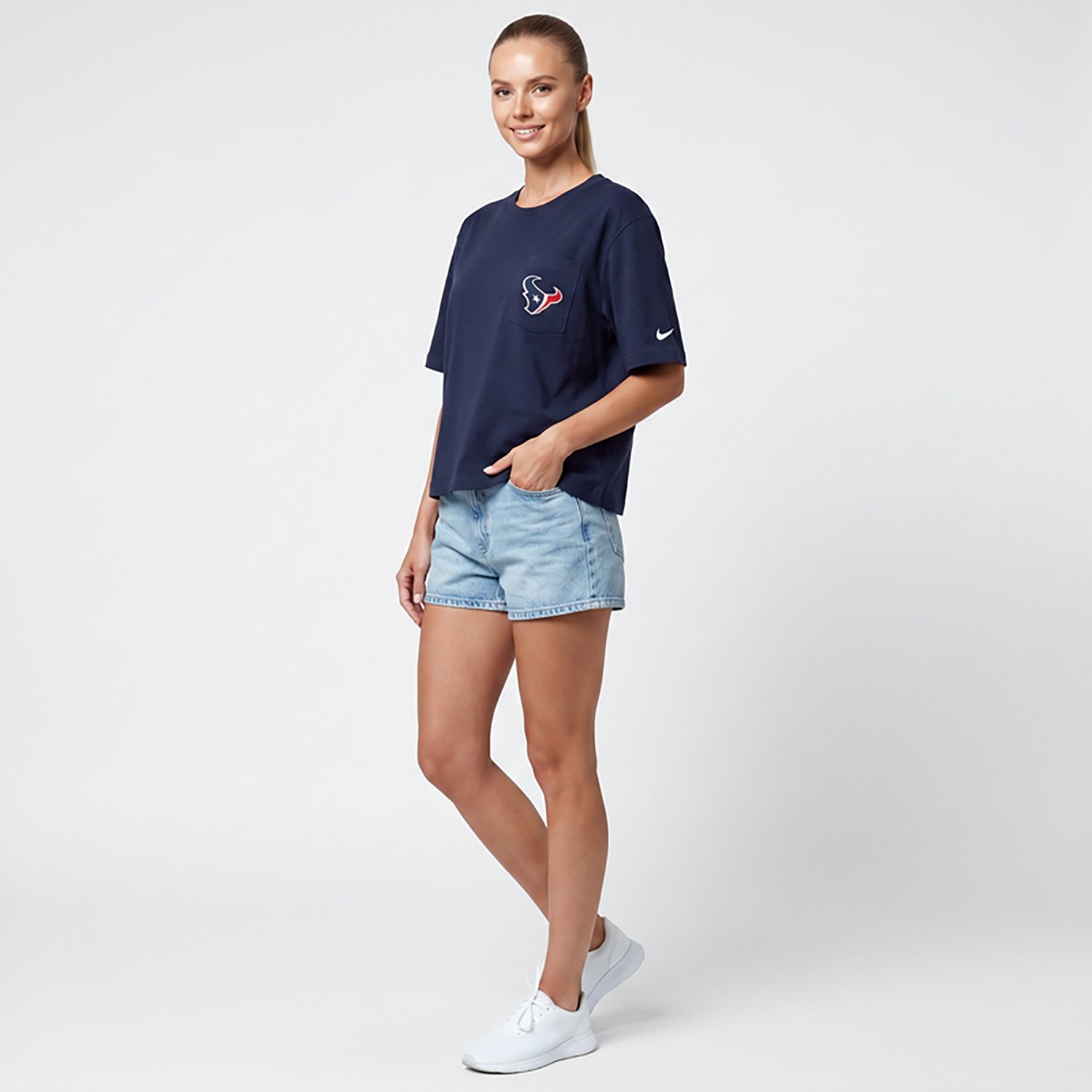 Nike Women's Houston Texans Rewind Pocket Boxy Short Sleeve T-shirt