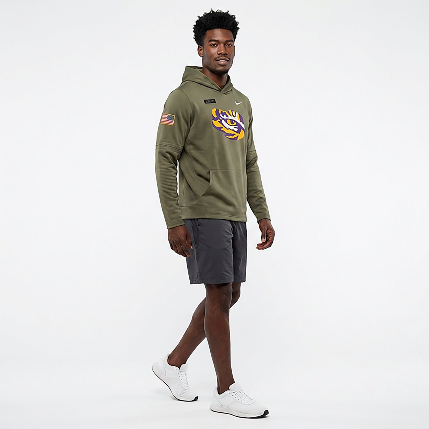 Nike Men's LSU Military Appreciation Dri-FIT Lightweight Hoodie Top