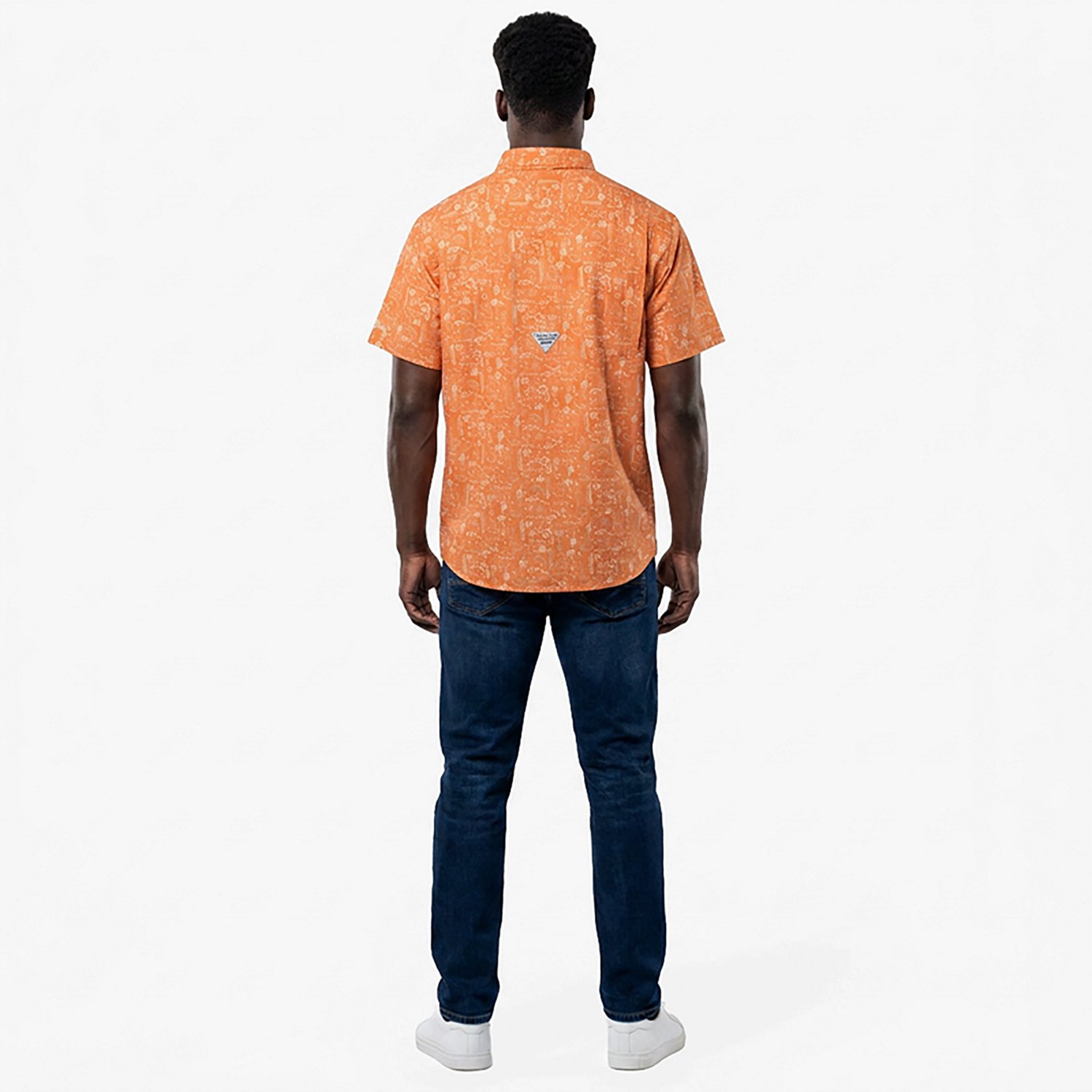 Columbia Sportswear Men's Houston Astros Fish Fan Print Super Slack Tide Button Down Shirt - view number 3
