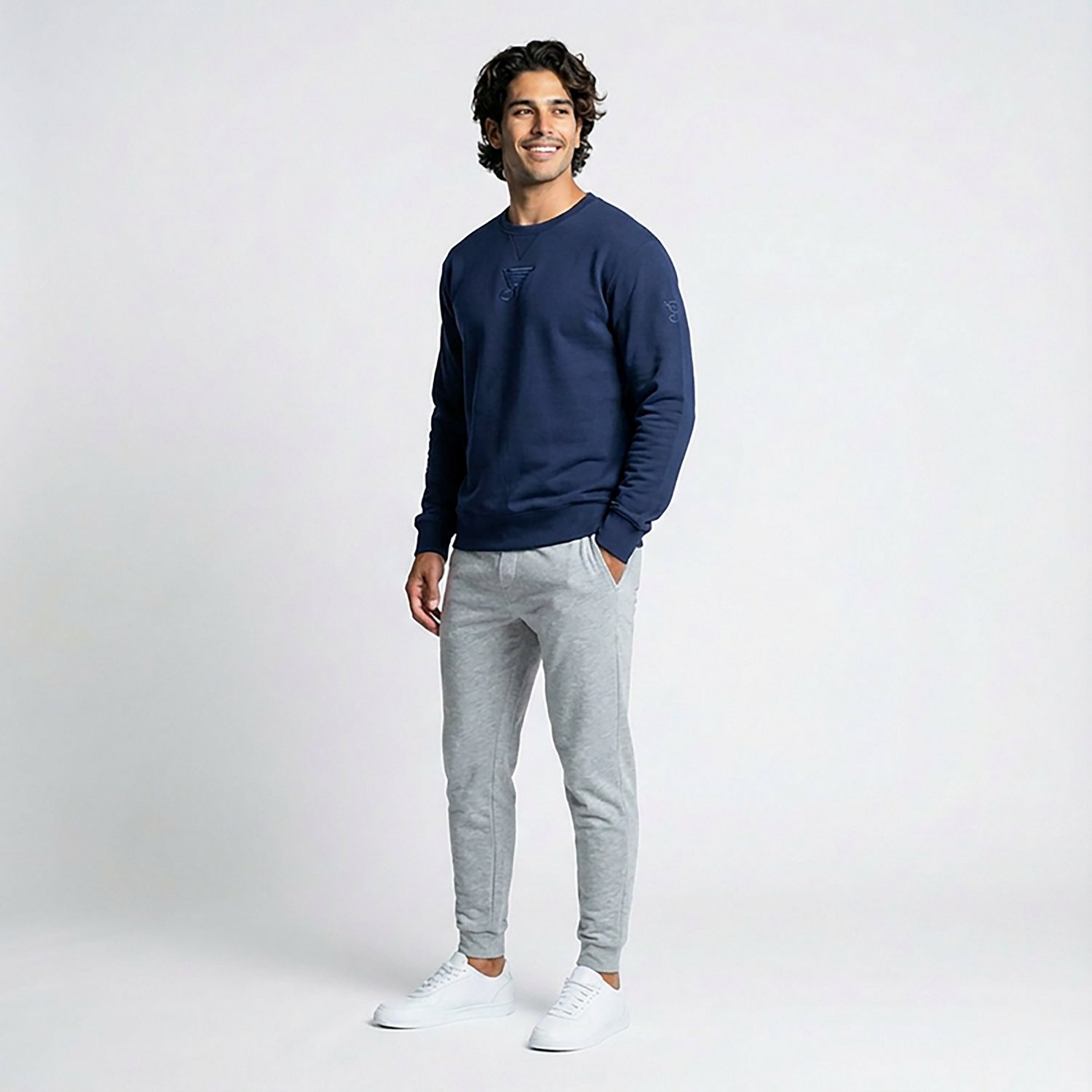 Fanatics Men's Blues Authentic Pro Road Fleece Long Sleeve Crew Top - view number 3