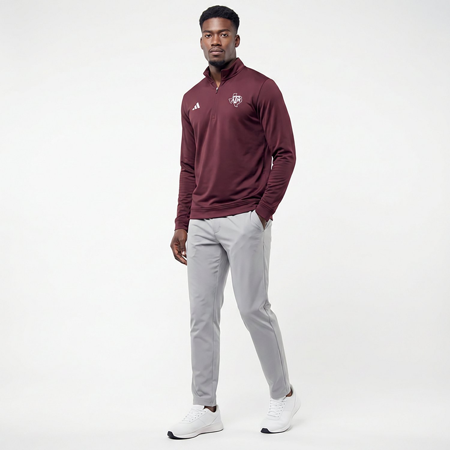 adidas Men's Texas A&M University Elevated 1/4-Zip Top - view number 3