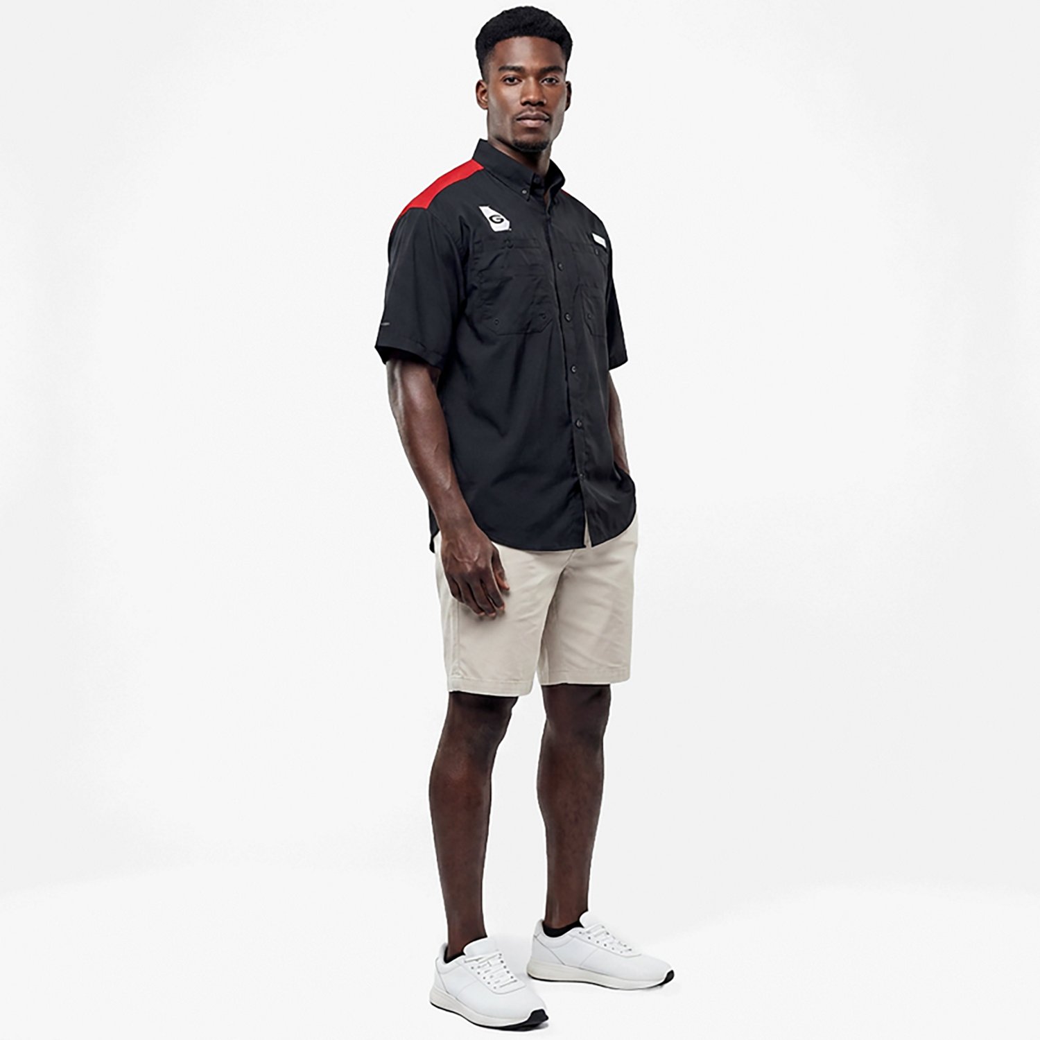 Columbia Sportswear Men's University of Georgia CLG Tamiami Colorblock Button-Up Shirt