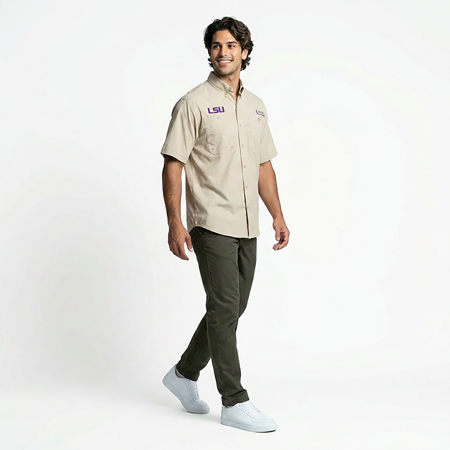 Columbia Sportswear Men's LSU Tigers Collegiate PFG Tamiami Short Sleeve Shirt - view number 3