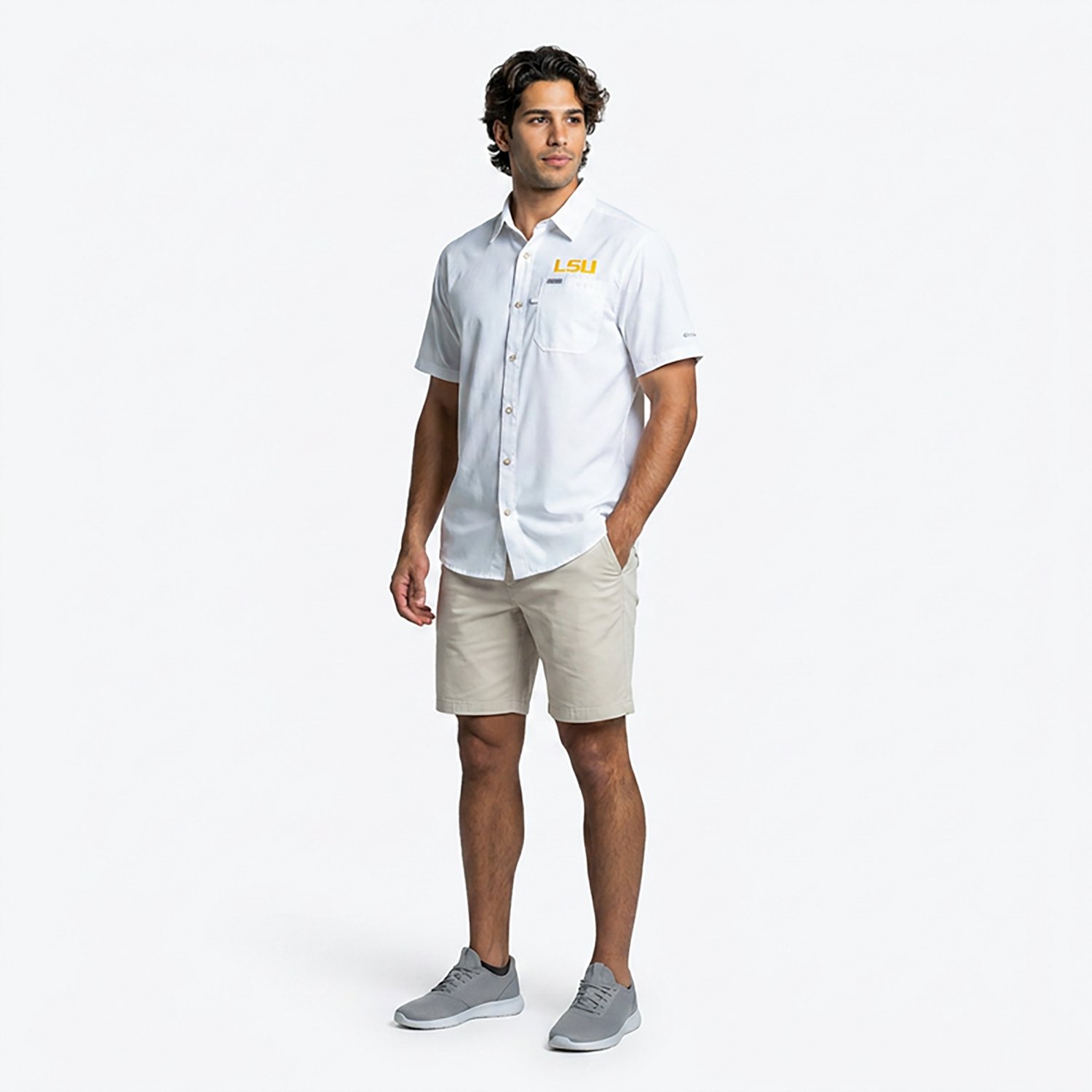Columbia Sportswear Men's Louisiana State University CLG Slack Tide Camp Button-Up Shirt