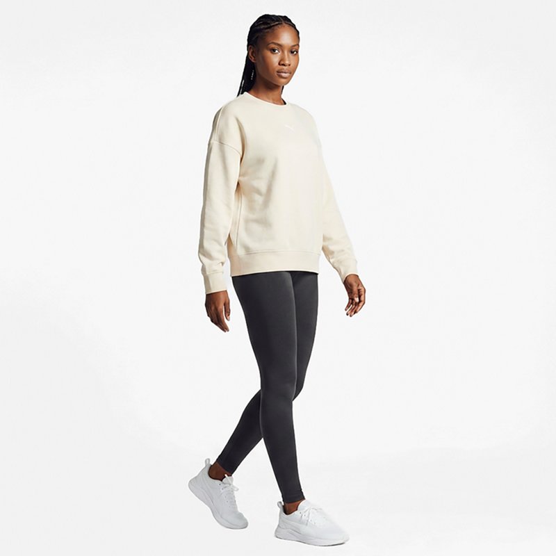 PUMA Womens Crew Neck Long Sleeve Sweatshirt, X-large, Beige
