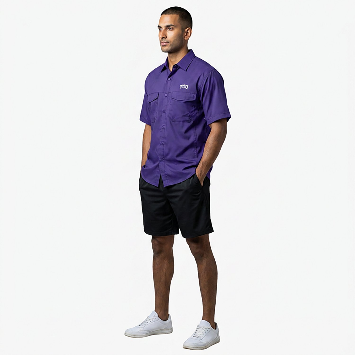 Antigua Men's Texas Christian Horned Frogs (TCU) Game Day Fishing Shirt - view number 3