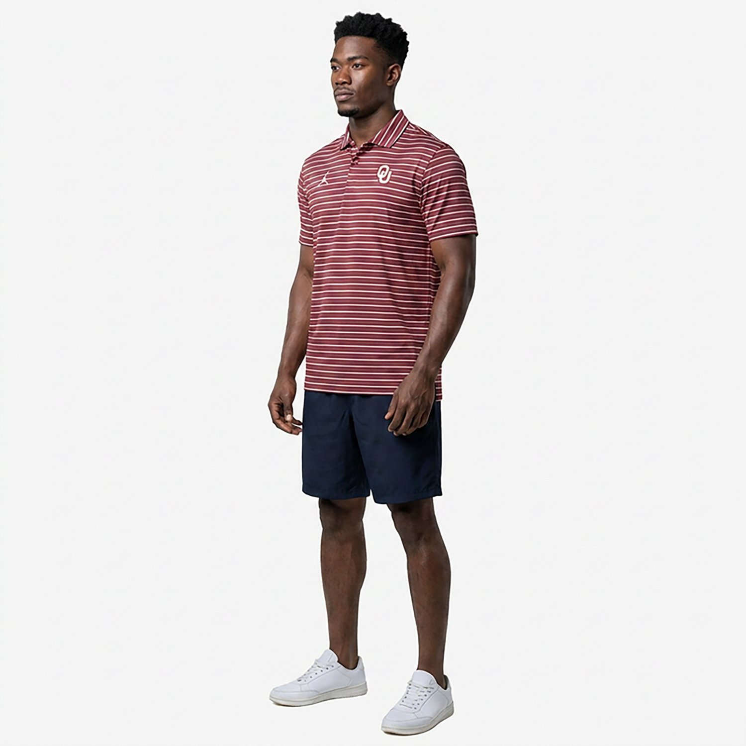 Jordan Men's University of Oklahoma Dri-FIT Stripe Tour Polo Shirt - view number 3